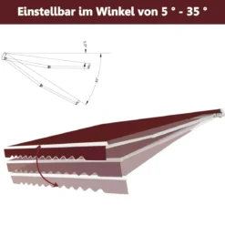 Markise mit kurbel Einziehbare Markise Aluminium Terrassen Sonnenschutz 3 x 2,5 m Beige Grün Grau Weinrot