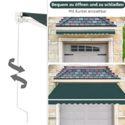 Markise mit kurbel Einziehbare Markise Aluminium Terrassen Sonnenschutz 3 x 2,5 m Beige Grün Grau Weinrot