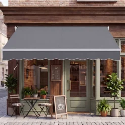 Markise mit kurbel Einziehbare Markise Aluminium Terrassen Sonnenschutz 3 x 2,5 m Beige Grün Grau Weinrot