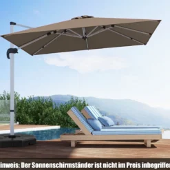Marktschirm mit Kurbel & 360° Drehung für Garten und Poolbereiche 300 x 300 cm Braun