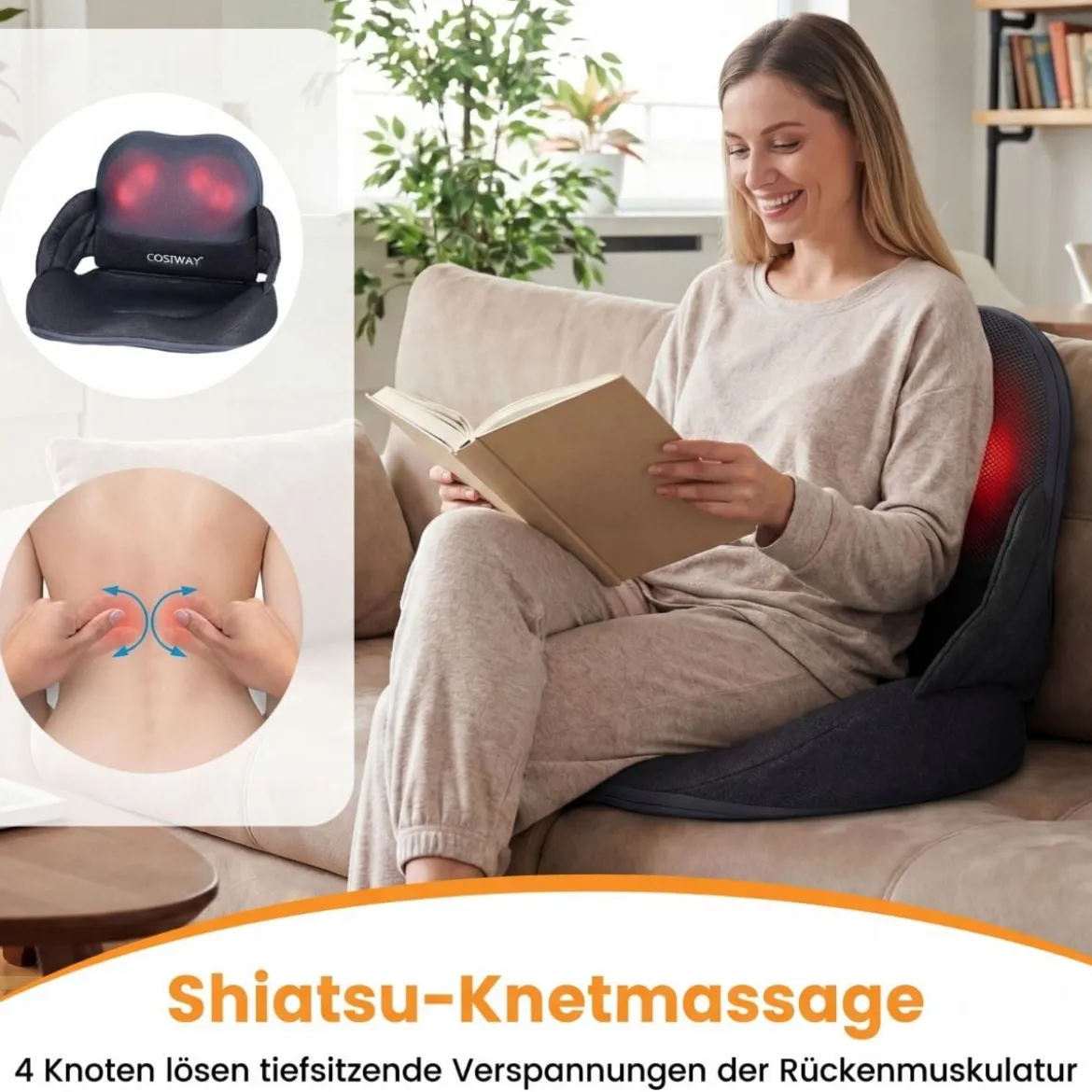 Massagekissen für Rücken mit Wärmefunktion Faltbare Shiatsu-Massagekissen Ergonomisches Stützkissen