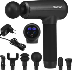 Massagepistole mit 6 Massageköpfen Massage Gun mit LCD-Bildschirm Muskelmassagepistole Schwarz