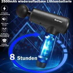Massagepistole mit 6 Massageköpfen Massage Gun mit LCD-Bildschirm Muskelmassagepistole Schwarz
