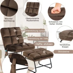 Massagesessel mit Ottomane 5 Vibrationsmodi & 4 Massagemotoren elektrische Massageliege Braun