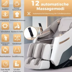 Massagesessel Zero Gravity SL Track Shiatsu Massagestuhl mit Heizung & Luftdruckmassage Weiß