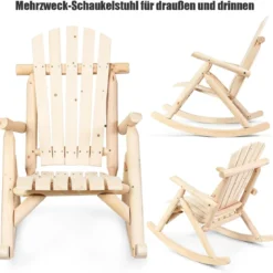 Massivholz-Schaukelstuhl Garten Schaukelstuhl Schaukelsessel 62,7 x 96 x 99,7 cm Natur