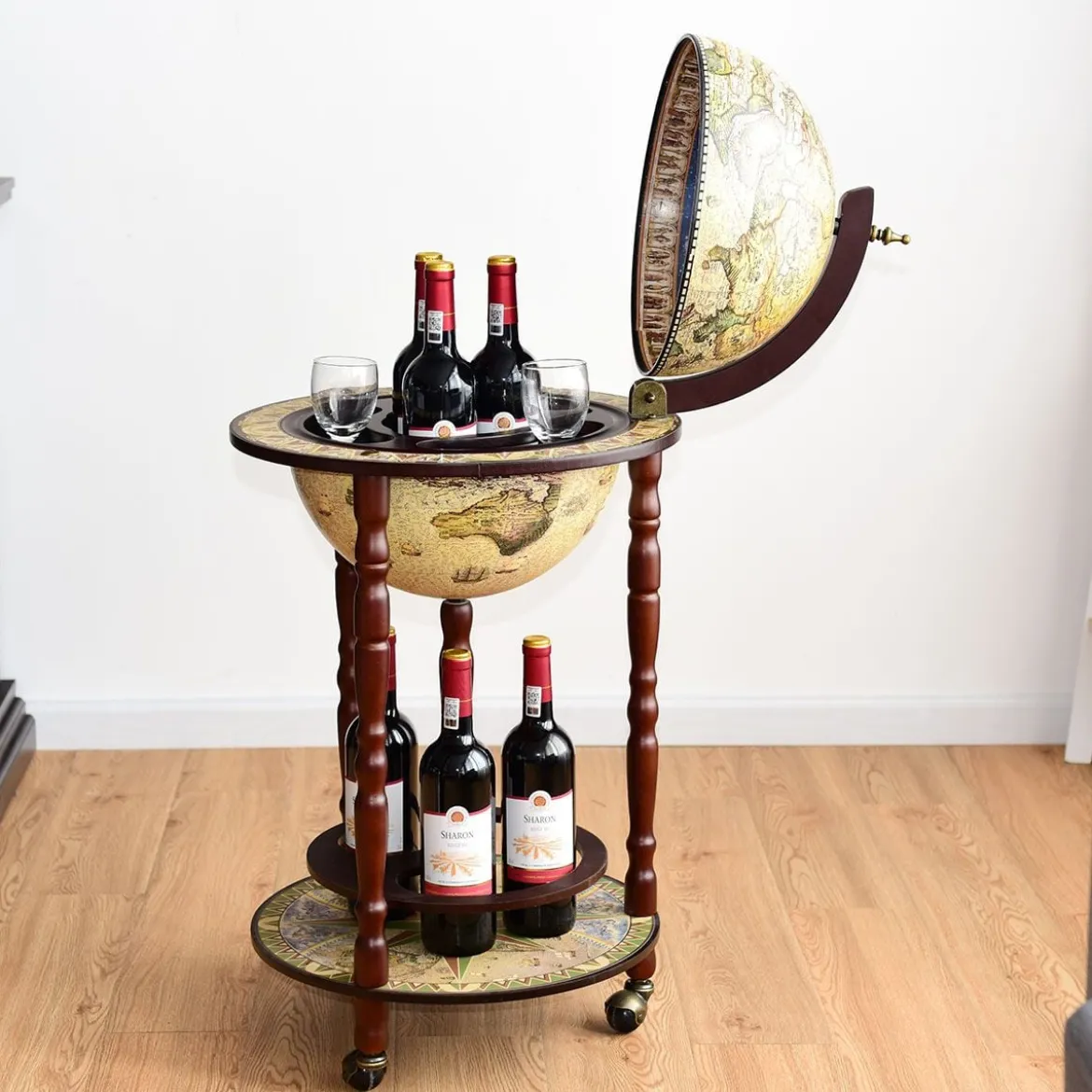 Massivholz Weltkugel Mini Globusbar Hausbar Flaschenregal