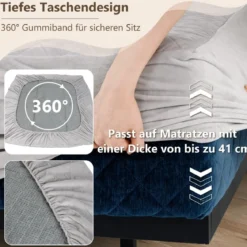 Matratzenschoner luxuriöse superweiche Matratzenauflage mit tiefer Tasche 90/140/180 x 200 cm Grau
