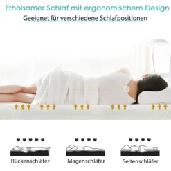 Matratzentopper Kühlender Gel-Topper mit abnehmbarem Bezug 200 x 90 x 5 cm Weiß