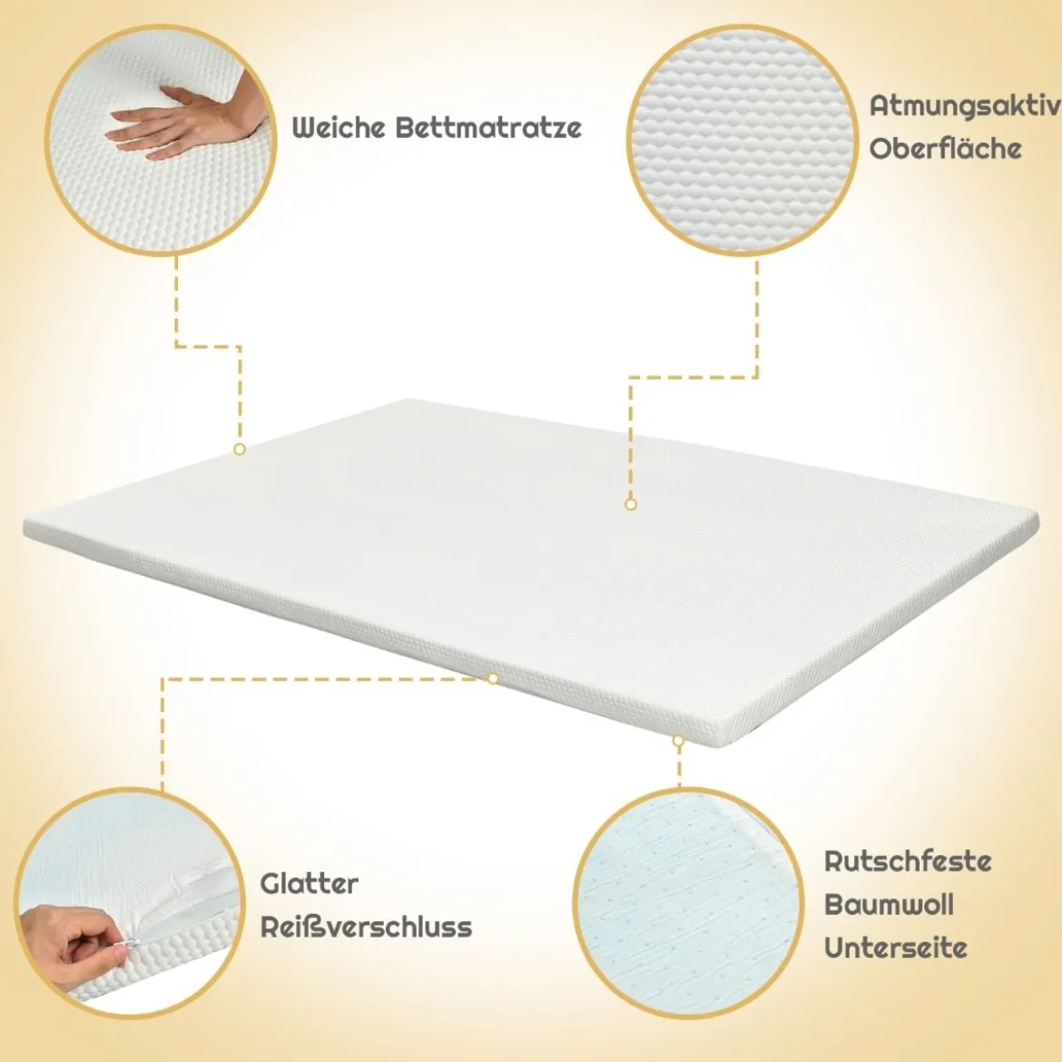 MatratzentopperKühlender Gel-Topper Bettmatratzetopper 200 x 140 x 5 cm Weiß