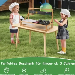 Matschküche Kinder Outdoor Kinderküche Tannenholz mit Zubehör Natur 81 x 36 x 49 cm