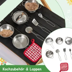 Matschküche Kinder Outdoor Kinderküche Tannenholz mit Zubehör Natur 81 x 36 x 49 cm