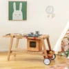Matschküche Kinder Outdoor Kinderküche Holz mit Sonnenschirm & Rollen Blau