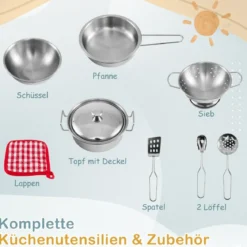 Matschküche Kinder Outdoor Kinderküche Tannenholz mit Pflanzbehälter & 2 Kreidetafeln & Wasserhahn Blau/Grün