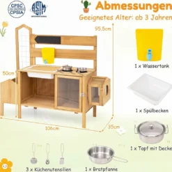 Matschküche Kinder Outdoor Spielküche mit Spüle Wassertank & Wasserhahn für Kinder ab 3 Jahren