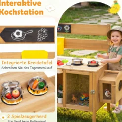 Matschküche Kinder Outdoor Spielküche mit Spüle Wassertank & Wasserhahn für Kinder ab 3 Jahren