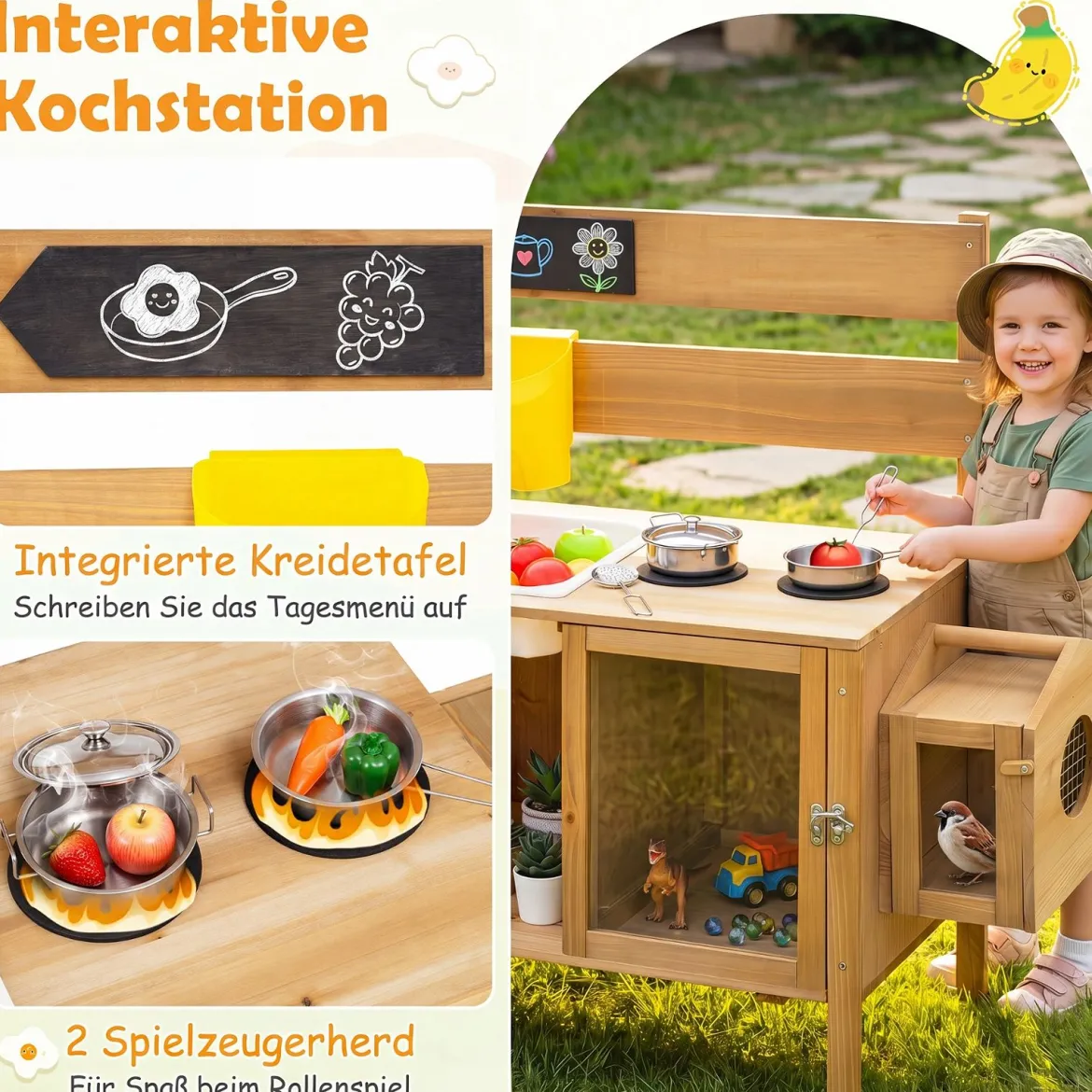 Matschküche Kinder Outdoor Spielküche mit Spüle Wassertank & Wasserhahn für Kinder ab 3 Jahren
