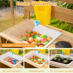 Matschküche Kinder Outdoor Spielküche mit Spüle Wassertank & Wasserhahn für Kinder ab 3 Jahren