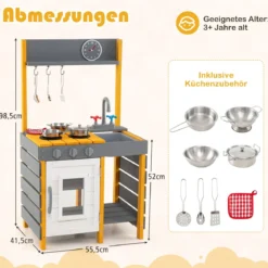 Matschküche Kinder Outdoor Spielküche mit Herd & Abnehmbarer Spüle & Wasserhahn Outdoor Kinderküche