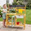Matschküche Kinder Outdoor Spielküche Holz Mit Wassertank für Kinder ab 3 Jahren 69 x 29 x 85 cm Gelb