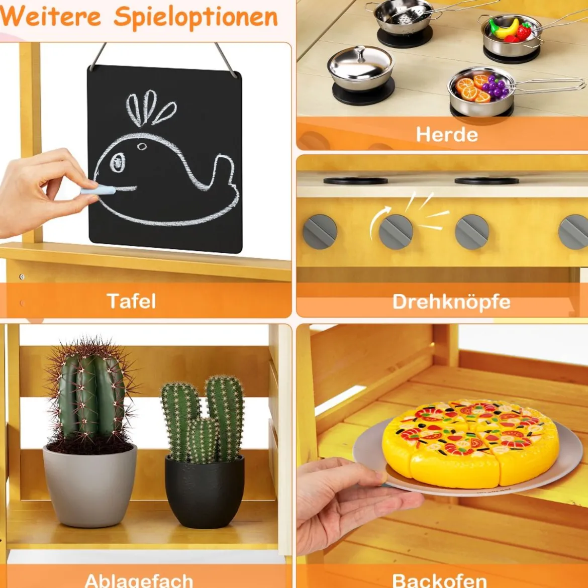 Matschküche mit Picknicktisch für Kinder Spielküche aus Tannenholz mit eingebauter Bank Natur