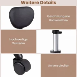 Meditationsstuhl Höhenverstellbar Bürostuhl mit Kreuzbeinen Kniestuhl mit 360° Drehbare Fußablage Schwarz