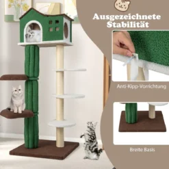 Mehrstöckiger Kratzbaumstabiler Katzenkratzbaum mit Sisal überzogenen Kratzpfosten & 5 Plüschplattformen Katzenmöbel 153cm