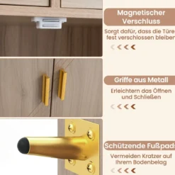 Mehrzweckschrank mit Doppeltür & 2 Schubladen & Einstellbarem Regal Küchenschrank Grau