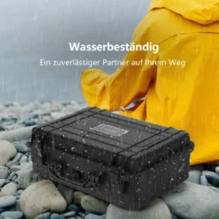 Mehrzweck Tragebox mit Schaumstoffeinlage wasserdichter Kamerakoffer abschließbar Schwarz