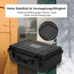 Mehrzweck Tragebox mit Schaumstoffeinlage wasserdichter Kamerakoffer abschließbar Schwarz