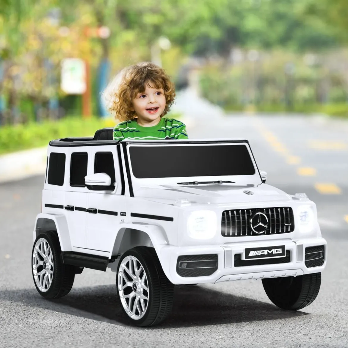 Mercedes Benz Elektroauto für Kinder Elektro Kinderauto mit Musik und Scheinwerfer Weiß