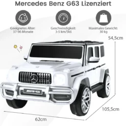 Mercedes Benz Elektroauto für Kinder Elektro Kinderauto mit Musik und Scheinwerfer Weiß