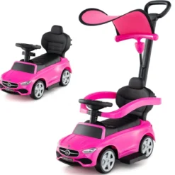 Mercedes-Benz Rutschauto 3-in-1 Rutschfahrzeug mit Schiebegriff Rutscher Auto für Kinder ab 1 Jahr Schwarz/Rosa/Weiß