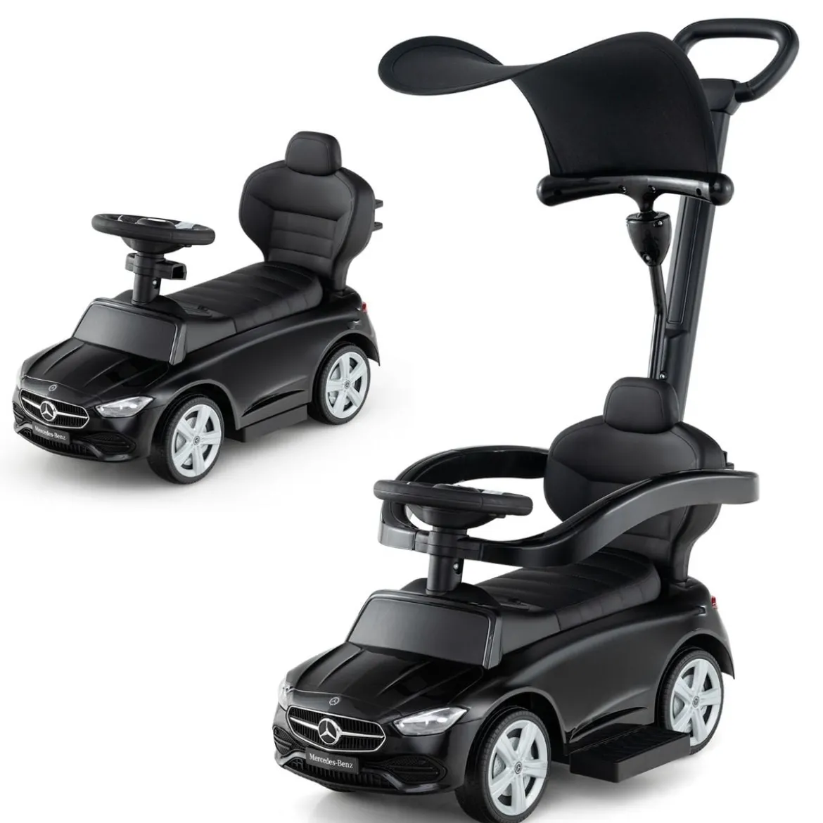 Mercedes-Benz Rutschauto 3-in-1 Rutschfahrzeug mit Schiebegriff Rutscher Auto für Kinder ab 1 Jahr Schwarz/Rosa/Weiß