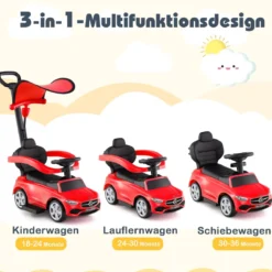 Mercedes-Benz Rutschauto 3-in-1 Rutschfahrzeug mit Schiebegriff Rutscher Auto für Kinder ab 1 Jahr Schwarz/Rosa/Weiß