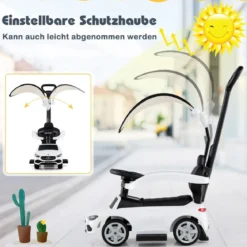 Mercedes-Benz Rutschauto 3-in-1 Rutschfahrzeug mit Schiebegriff Rutscher Auto für Kinder ab 1 Jahr Schwarz/Rosa/Weiß