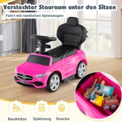 Mercedes-Benz Rutschauto 3-in-1 Rutschfahrzeug mit Schiebegriff Rutscher Auto für Kinder ab 1 Jahr Schwarz/Rosa/Weiß