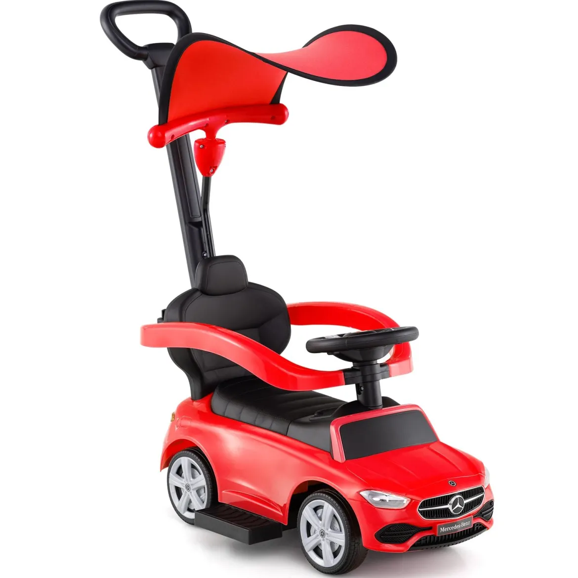 Mercedes-Benz Rutschauto 3-in-1 Rutschfahrzeug mit Schiebegriff Rutscher Auto für Kinder ab 1 Jahr Schwarz/Rosa/Weiß