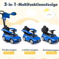 Mercedes-Benz Rutschauto 3-in-1 Rutschfahrzeug mit Schiebegriff Rutscher Auto für Kinder ab 1 Jahr Schwarz/Rosa/Weiß