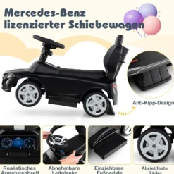 Mercedes-Benz Rutschauto 3-in-1 Rutschfahrzeug mit Schiebegriff Rutscher Auto für Kinder ab 1 Jahr Schwarz/Rosa/Weiß