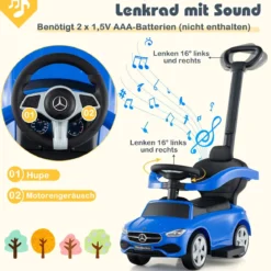 Mercedes-Benz Rutschauto 3-in-1 Rutschfahrzeug mit Schiebegriff Rutscher Auto für Kinder ab 1 Jahr Schwarz/Rosa/Weiß