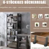 Metall Bücherregal mit 6 Ebenen & 4 Hacken Standregal Büroregal Industrie-Design Vintage