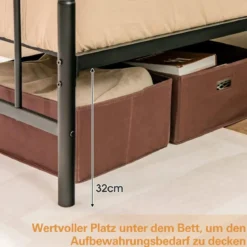 Metallbett Bettgestell für 190 x 140 cm Matratze Doppelbettgestell mit Lattenrost& Stauraum