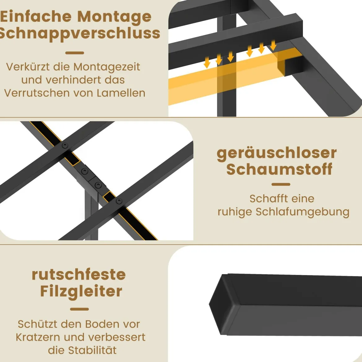 Metallbett Bettgestell für 200 x 140 cm Matratze industrielles Plattformbett mit Holzkopf- und Fußteil Rustikales Braun
