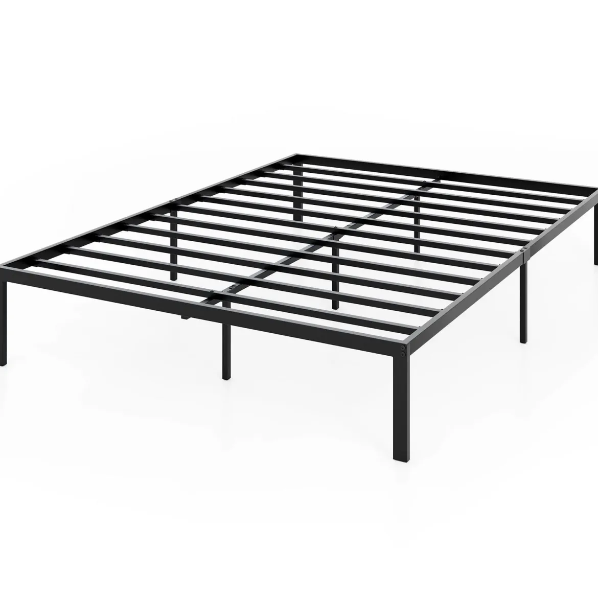 Metall-Bettgestell in Full Size Plattformbett für Matratze Stauraum unter dem Bett Schwarz