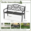 Metall Gartenbank für 2 Sitzer mit Rückenlehne & Armlehne Sitzbank Parkbank Eisenbank