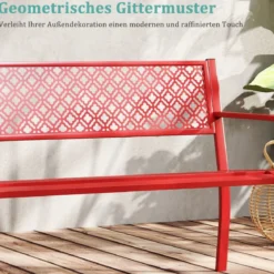 Metall Gartenbank Wetterfeste Sitzbank für 2 Personen Balkonbank mit Rückenlehne