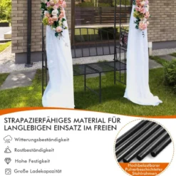 Metall-Gartenbogen mit 2er-Sitzbank & Aufbewahrungstasche Torbogen