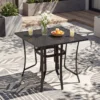 Metall Gartentisch mit Schirmloch Quadratischer Balkontisch für 4 Personen Terrassentisch Schwarz