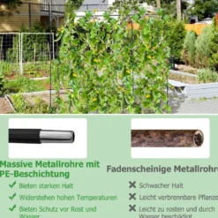 Metallgitter mit Ranknetz für Kletterpflanzen Unterstützung U-förmiges Hohes Gartengurkengitter